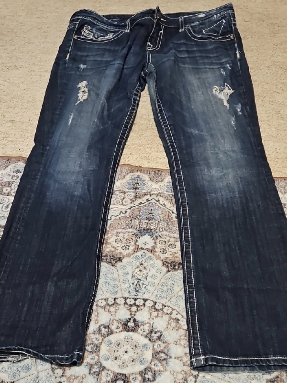 Women’s Vigoss Distressed Dark Blue Bootcut Jeans